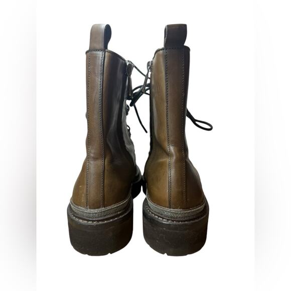 Brunello Cucinelli Leather Lace Up Combat Boots Size 36.5 or US 6.5 - Picture 5 of 12